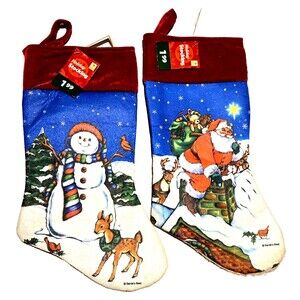 VTG 90s Santas Best Stockings Felt Christmas Santa Claus Frosty Snowman NWT NOS
